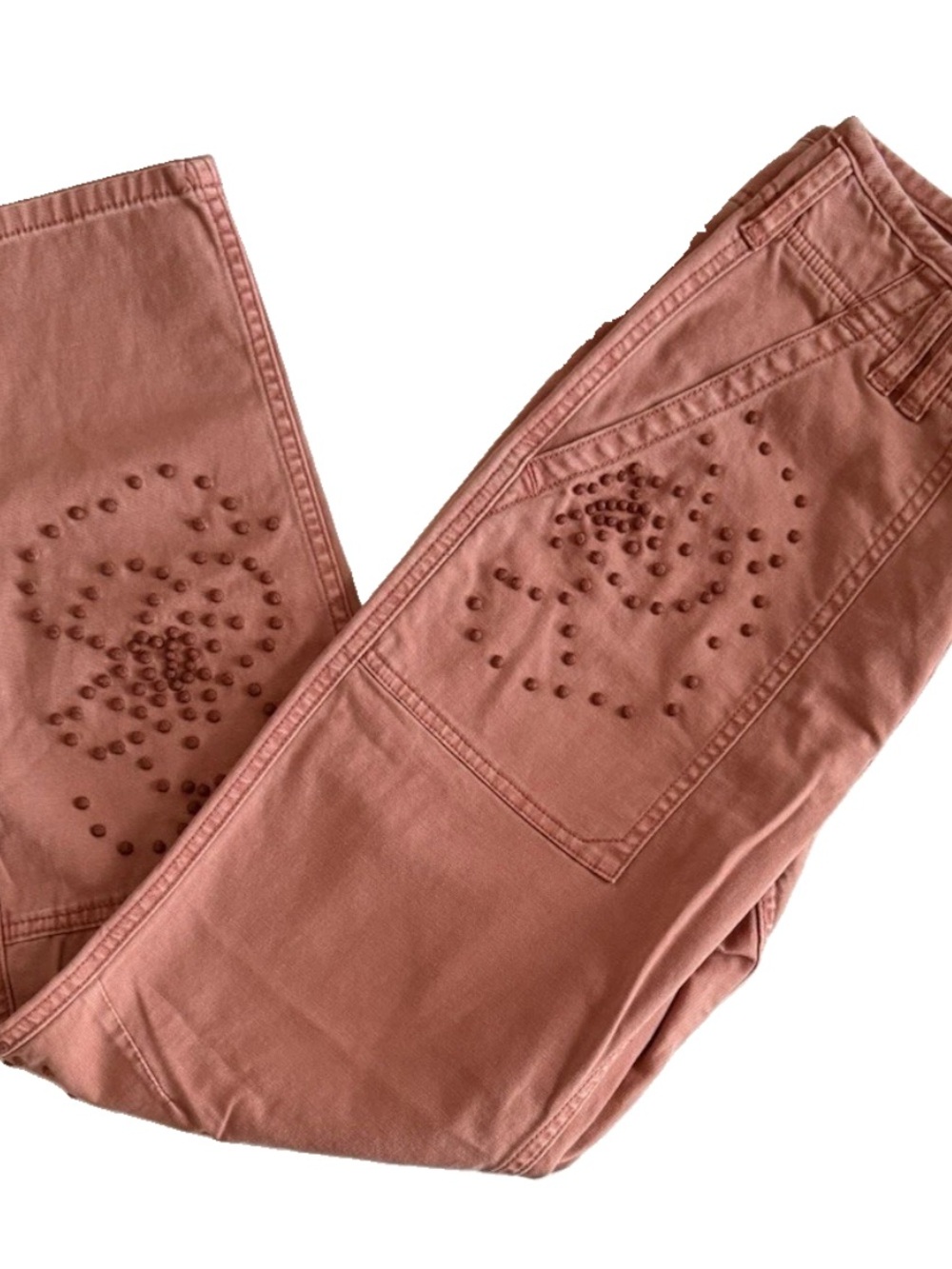Anthropologie Pilcro The Wanderer Appliqué Relaxed Utility Orange Pants Size 27